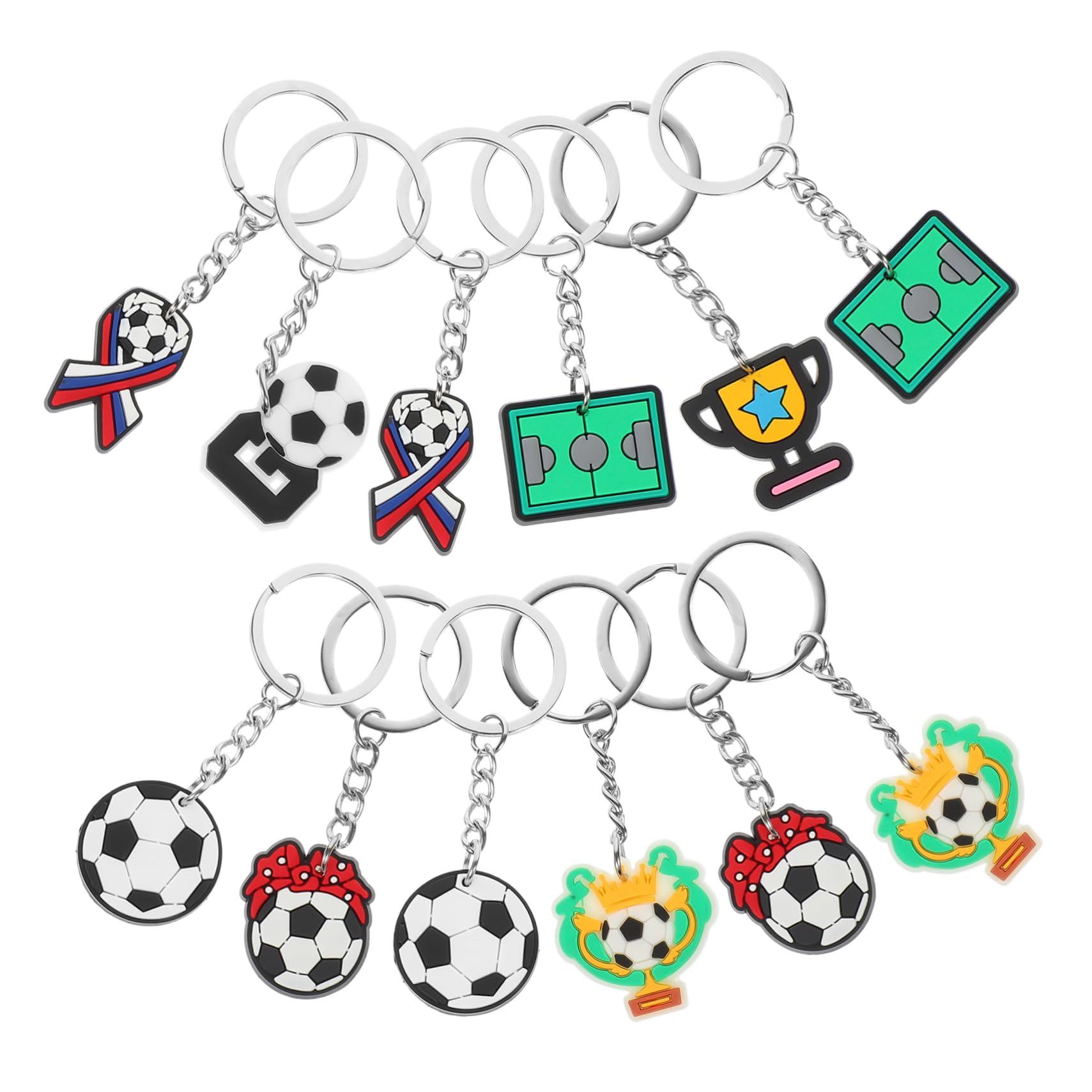Abaodam 5 juegos de llaveros de fútbol decorativos colgantes de fútbol, llaveros únicos para mochila, eventos deportivos, fiestas, amantes de los deportes, ocasiones especiales, 35 unidades