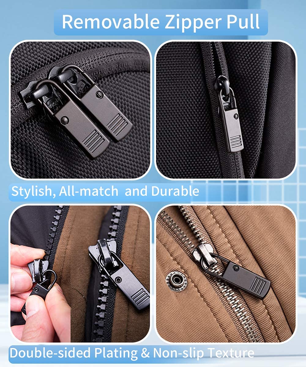 VENEXA 20pcs Zipper Pulls Replacement Kit, Universal Zipper Puller, Detachable Zipper Pull Tab for Bags, Purses, Luggage, Backpacks, Jackets, Boots, Tents - 3 Styles, 4 Sizes 4