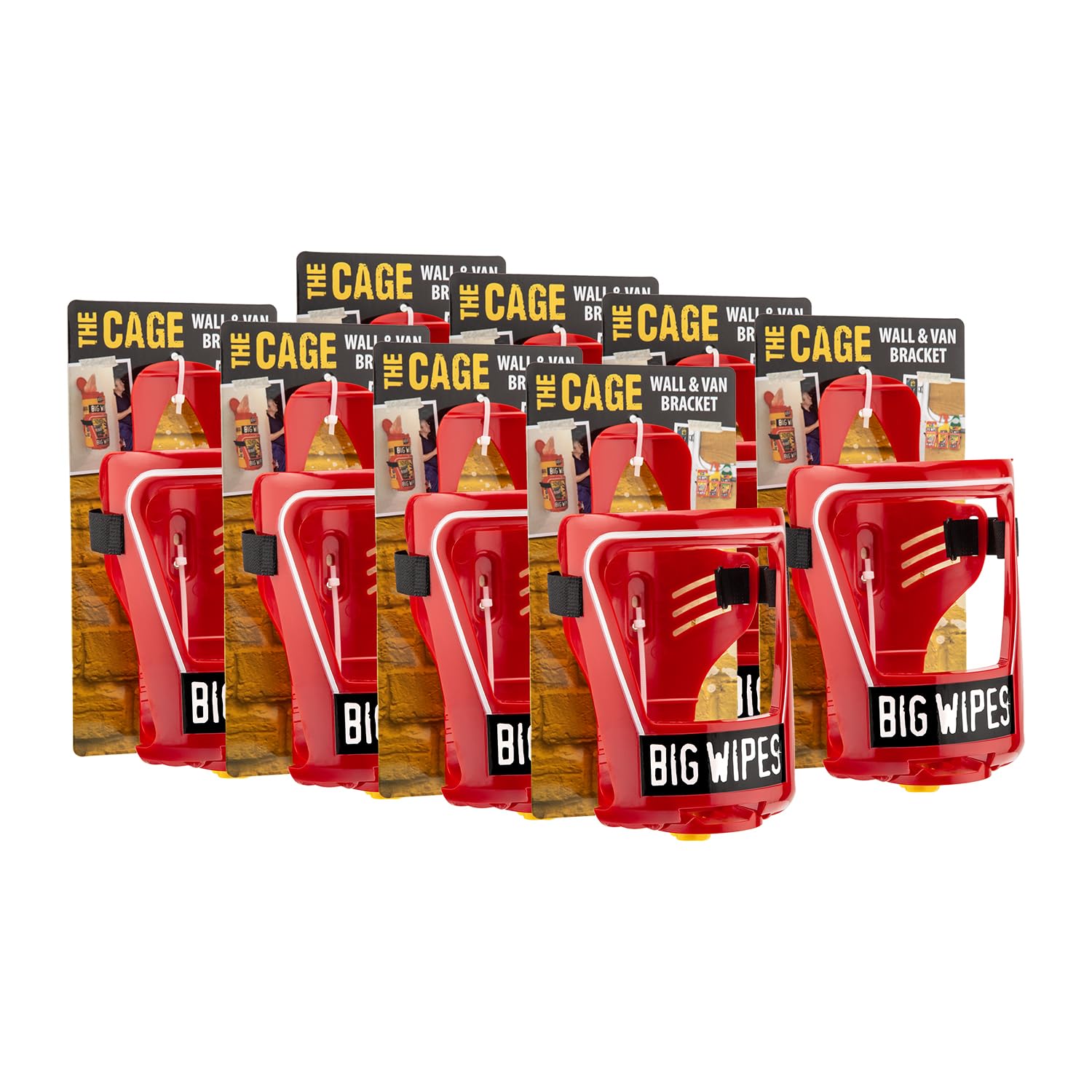 BIG WIPES The Cage Heavy Duty Wipe Holder Bracket, Universal Wipes Container and Dispenser Alternative for Van, Workshop, Garage Or Mobile Trade Setups - (8 Pack)