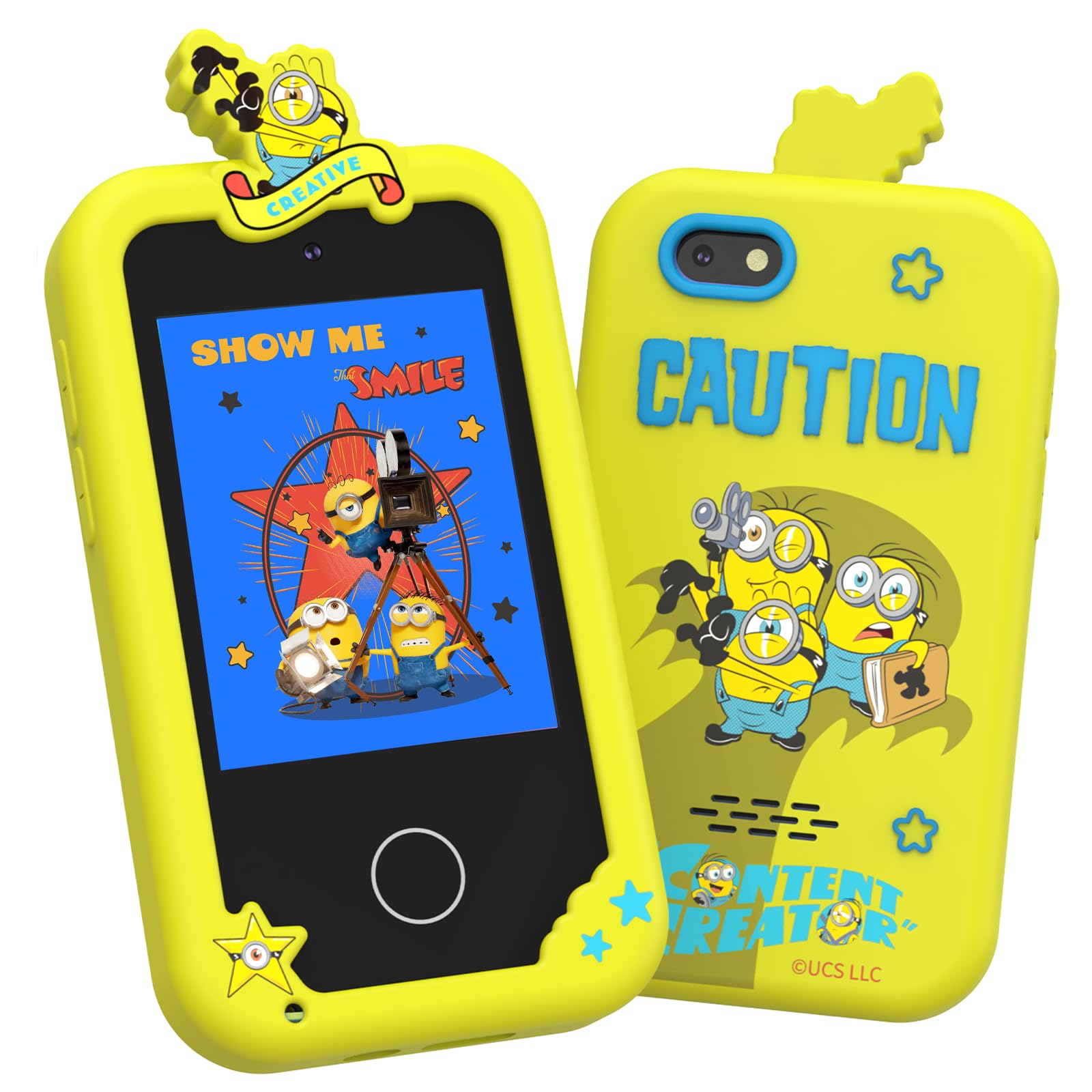 KOKODI Kids Smart Phone Toys, Minions Collab Birthday Gifts Idea for 3 4 5 6 7 8 Year Old Boys, Touchscreen HD Digital Dual Video Camera, Preschool Learning Toy for Kids 3-5 Travel Trip Activity