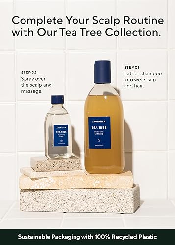 Miniatura 7 de AROMATICA Tónico purificador de árbol de té, parabenos, silicona, sin sulfato, vegano, tónico calmante y refrescante para tu cuero cabelludo, ayuda