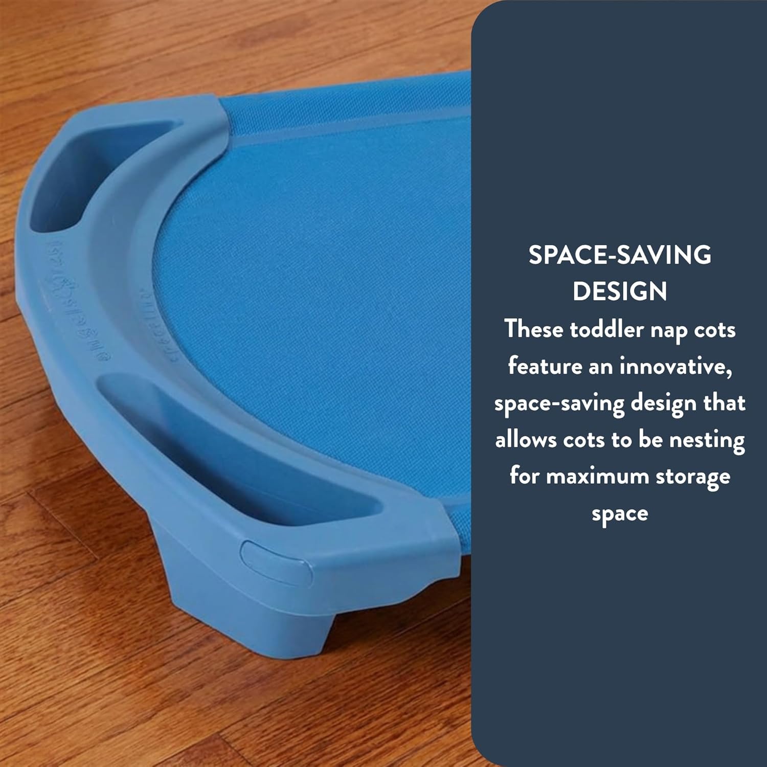 Angeles SpaceLine Daycare Cots for Kids, Kids Toddler Stackable Sleeping Cot for Preschool and Classroom, Toddler Size, Single, Ocean Blue