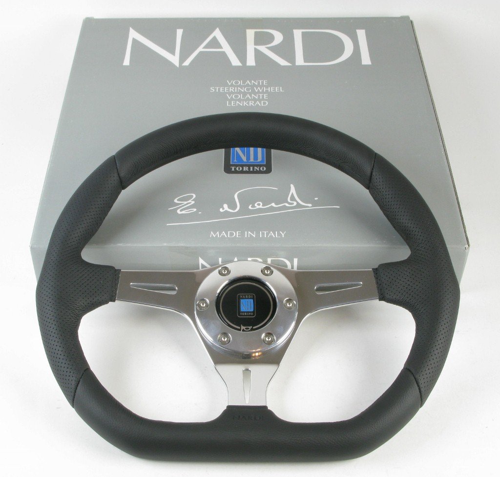 Nardi Steering Wheel - Kallista - 350mm (13.78 inches) - Black Leather/Perforated Leather with Glossy Spokes - Part # 6314.35.3071
