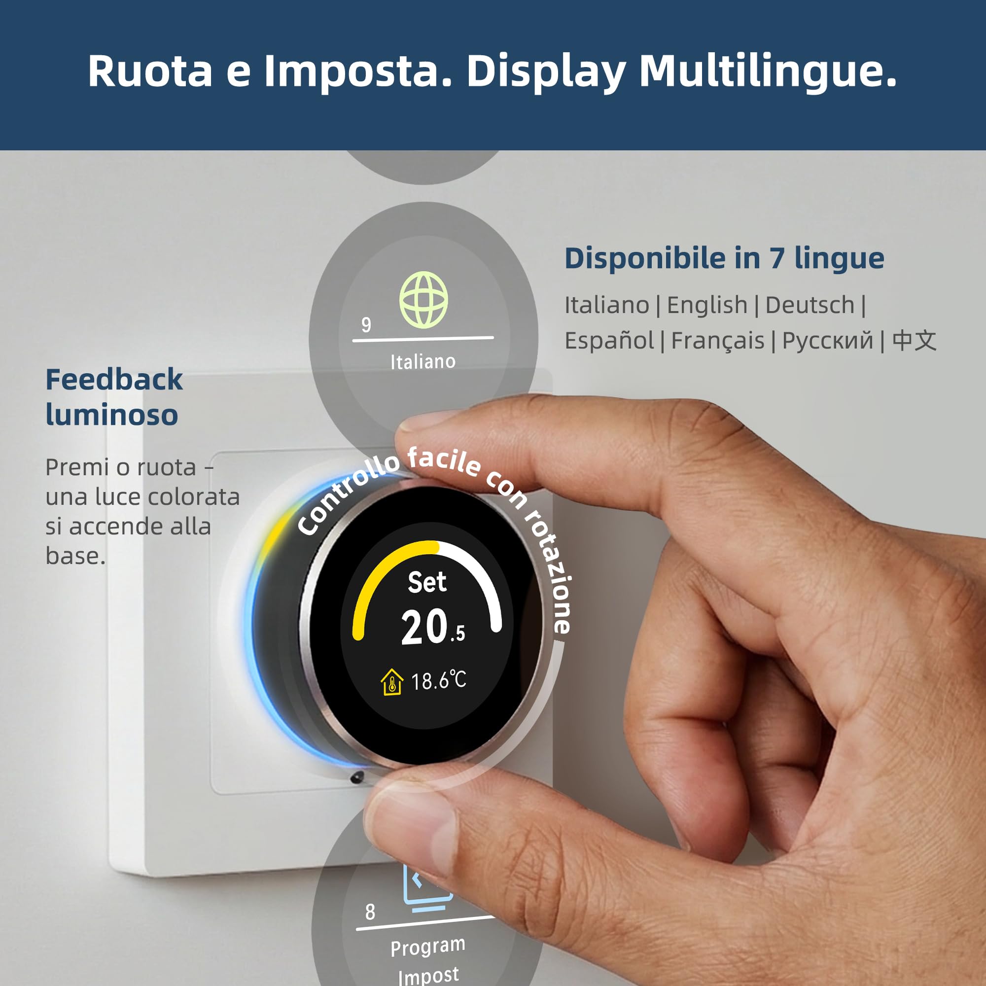 Termostato per caldaia Beok Wi-Fi, programmabile su base giornaliera, con comando vocale compatibile con Google Assistant e Alexa. Adatto a caldaie ad acqua o a gas con contatti a secco, 100-240 V.