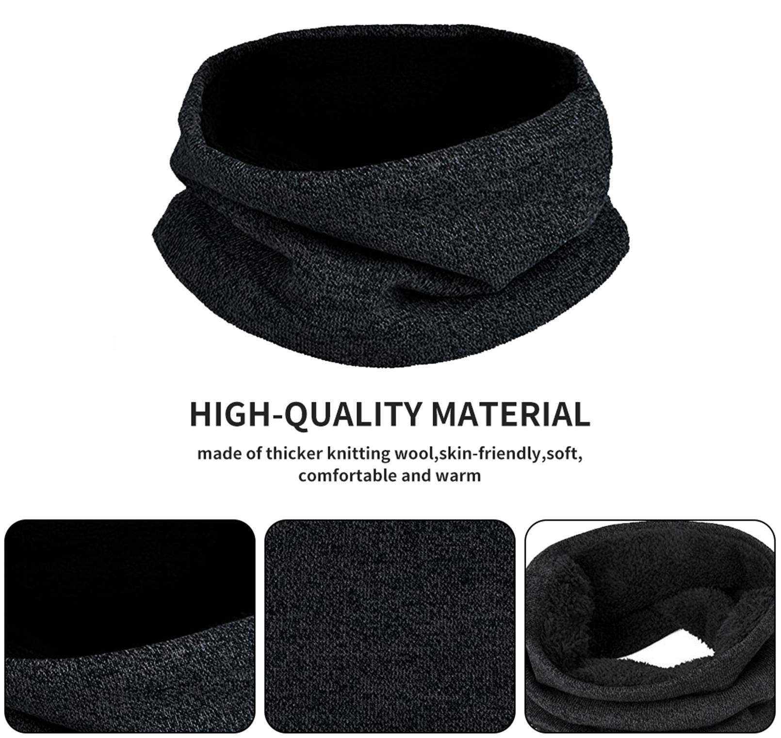 Conjunto Gorro Bufanda Guantes Hombre Mujer, Gorro de Invierno Braga Cuello con Forro Polar Guantes de Punto con Pantalla Táctil
