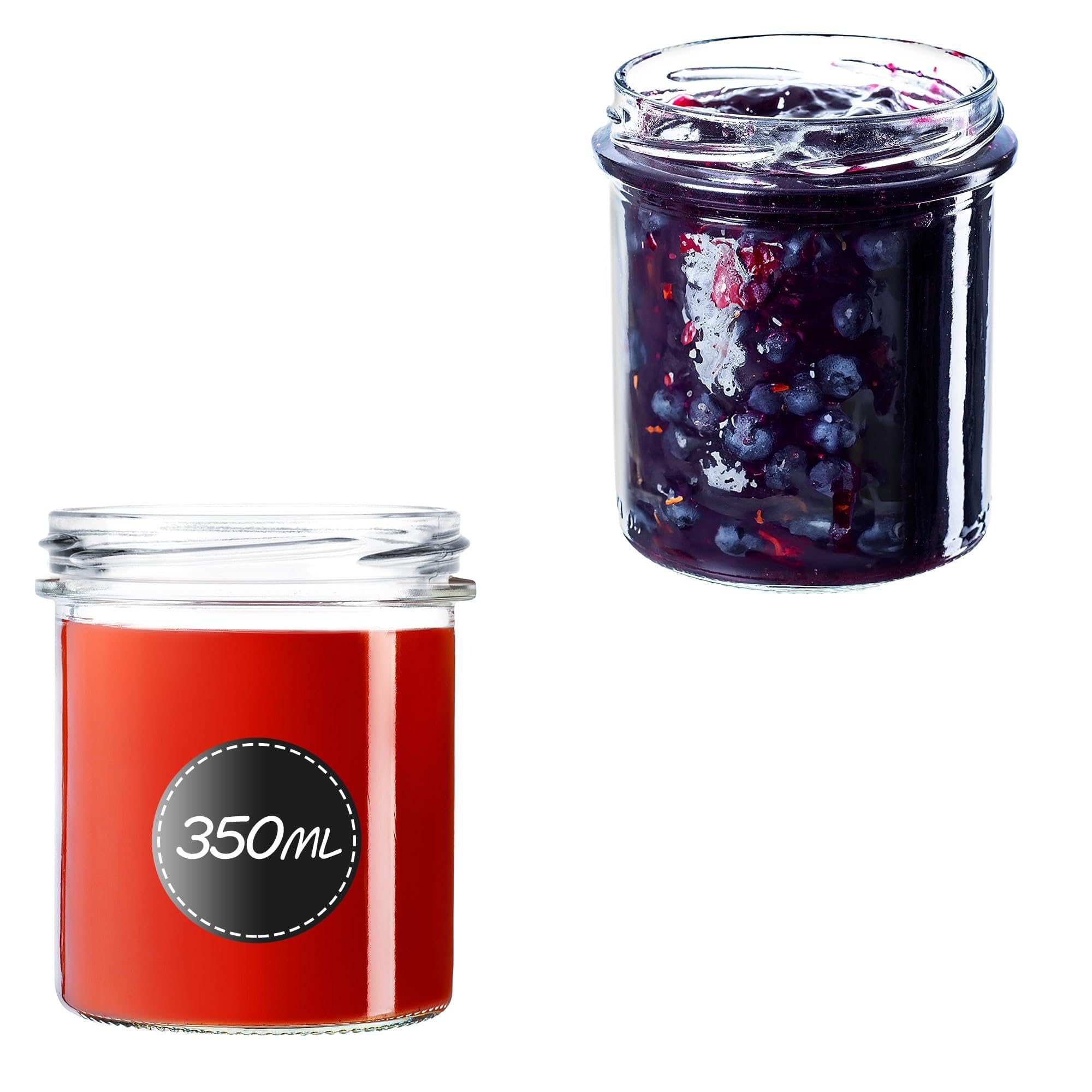 KADAX - Tarros de cristal de 350 ml Ø82 con lunares rojos - Tapa Twist-Off hermética TO82 - para mermeladas, conservas, encurtidos, miel y fermentación