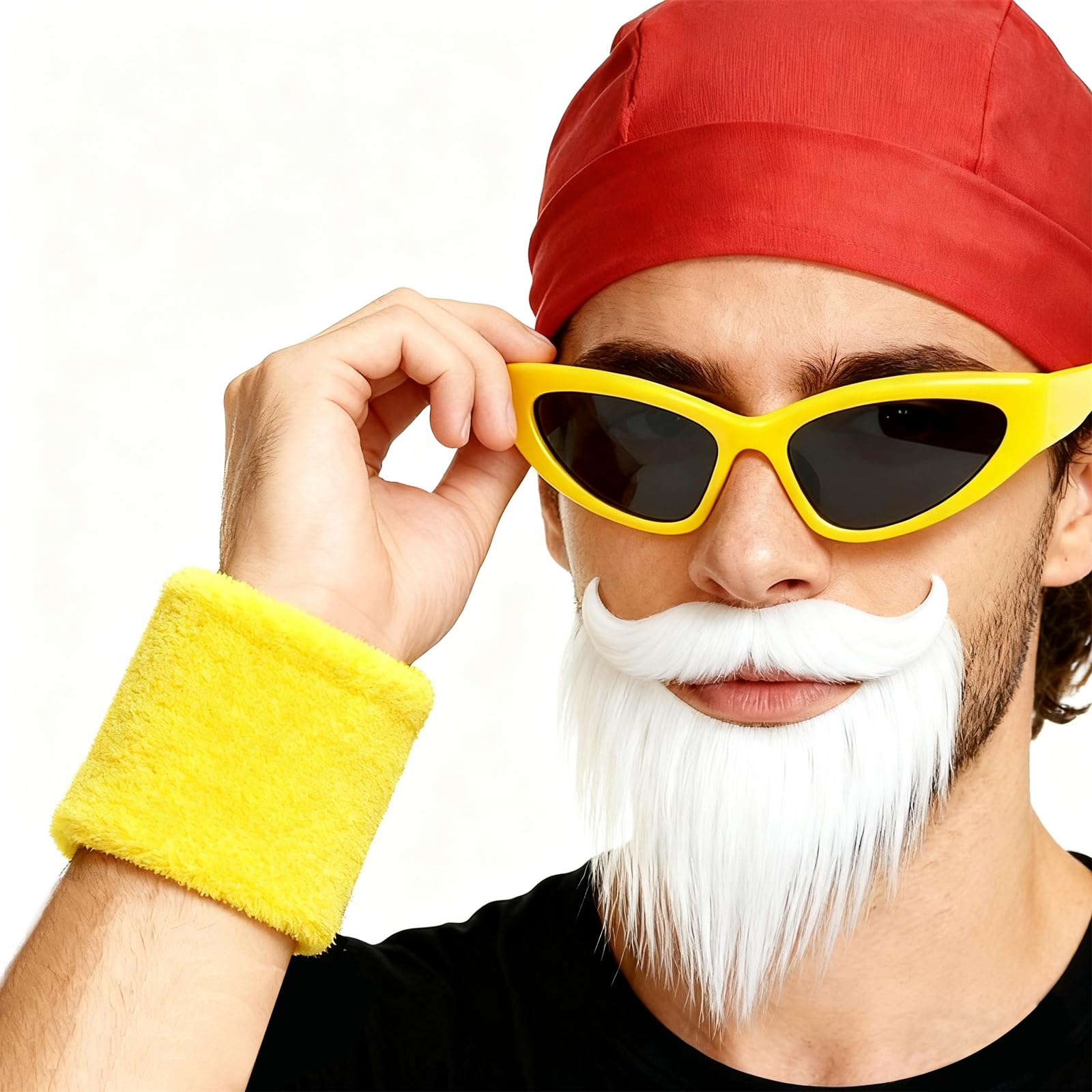 KYEDGC 4Pcs Costume Set, Wrestling Costume Accessories for Adults Includes Red Bandana, Fake Moustache - Image 4