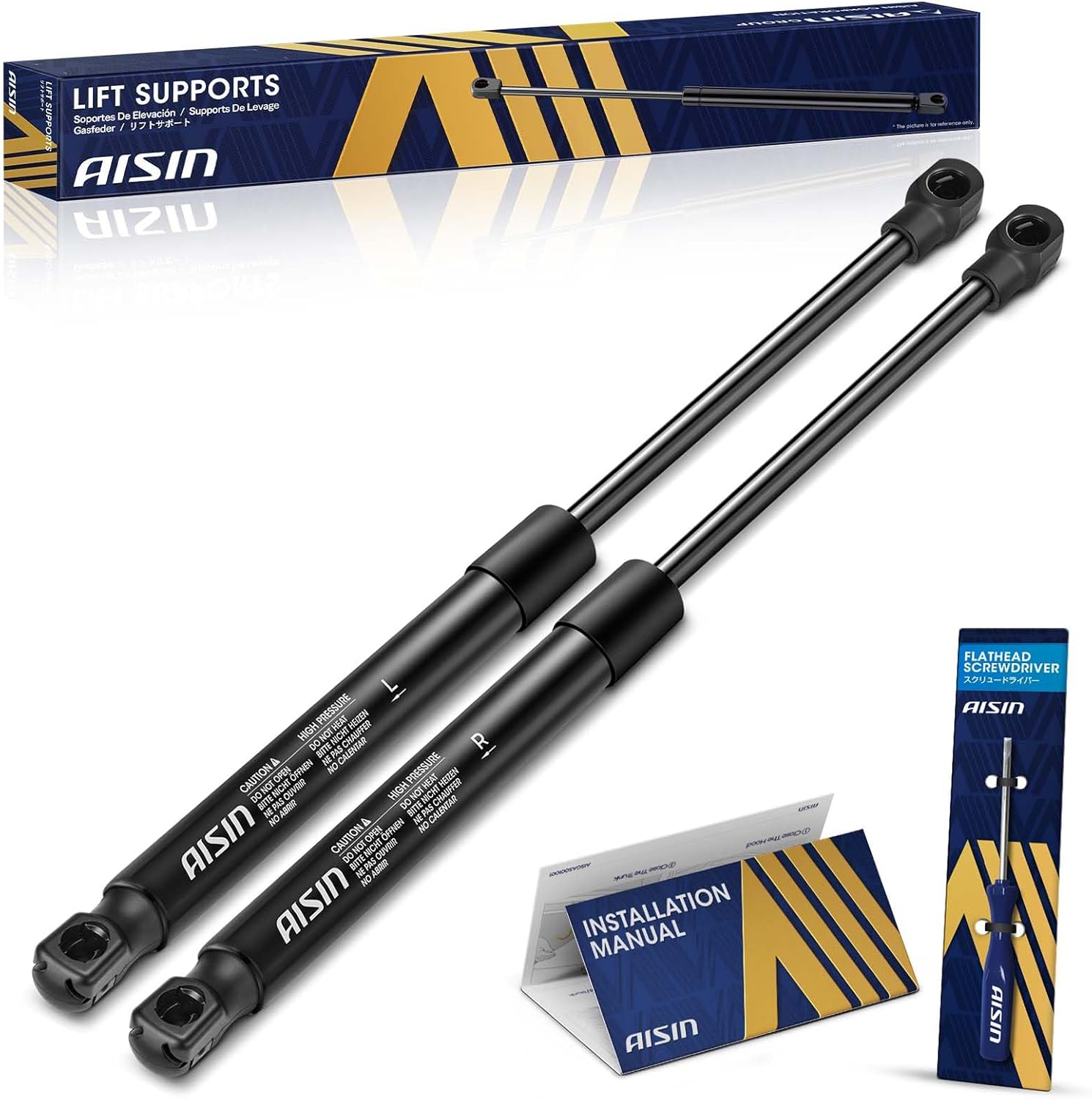 AISIN AFTERMARKET GAST-01136 Front Hood Lift Supports Shock Struts - Compatible with Lexus LS460 2013-2017, LS600h 2013-2016 - Set of 2