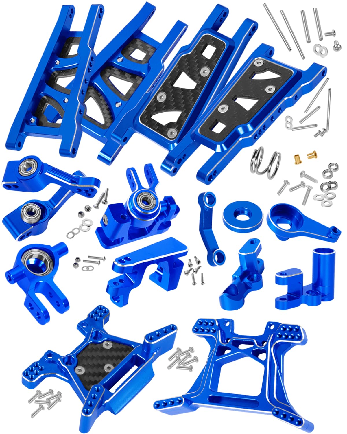 RCHuiWow RC Upgrades Part for 1/10 Rustler 4x4（#67164-4）L,Suspension Arms,Caster Block,Steering Blocks,Rear Stub Axle Carriers,Shock Towers,Steering