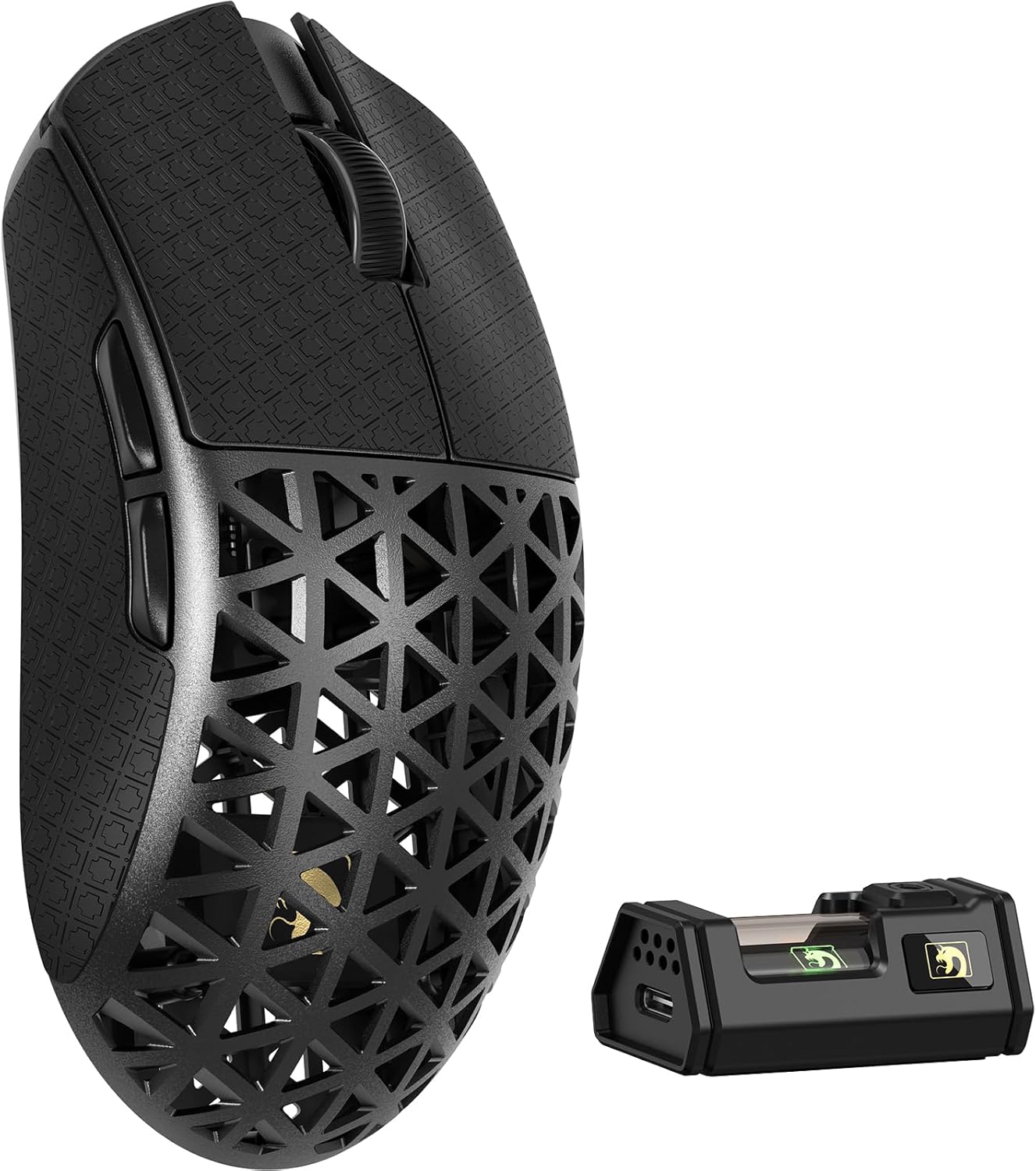 M5 Ultra Carbon Fiber 8KHz Wireless Gaming Mouse,PAW3950 Sensor 42K DPI,39g Lightweight Tri-Mode 2.4GHz/BT/Wired Computer Mice,Web Driver Support,for Win/Mac/FPS/MOBA/Esports-Black(B)