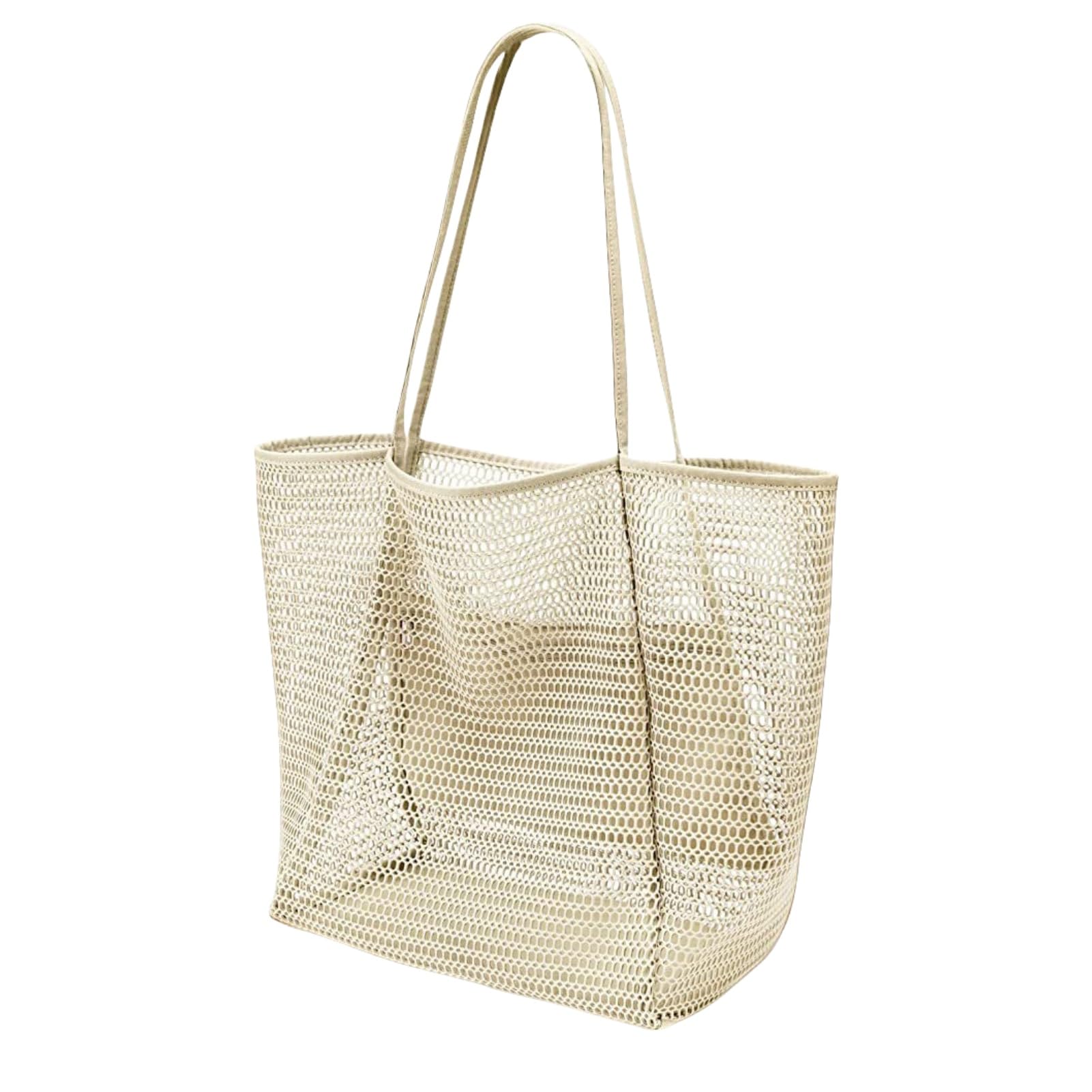 Genérico Bolsa de Playa de Malla Grande XXL Familiar, Bolsa de Playa con Cremallera, Bolso de Hombro Plegable Bolsa Juguetes para Playa Viaje Compras Camping