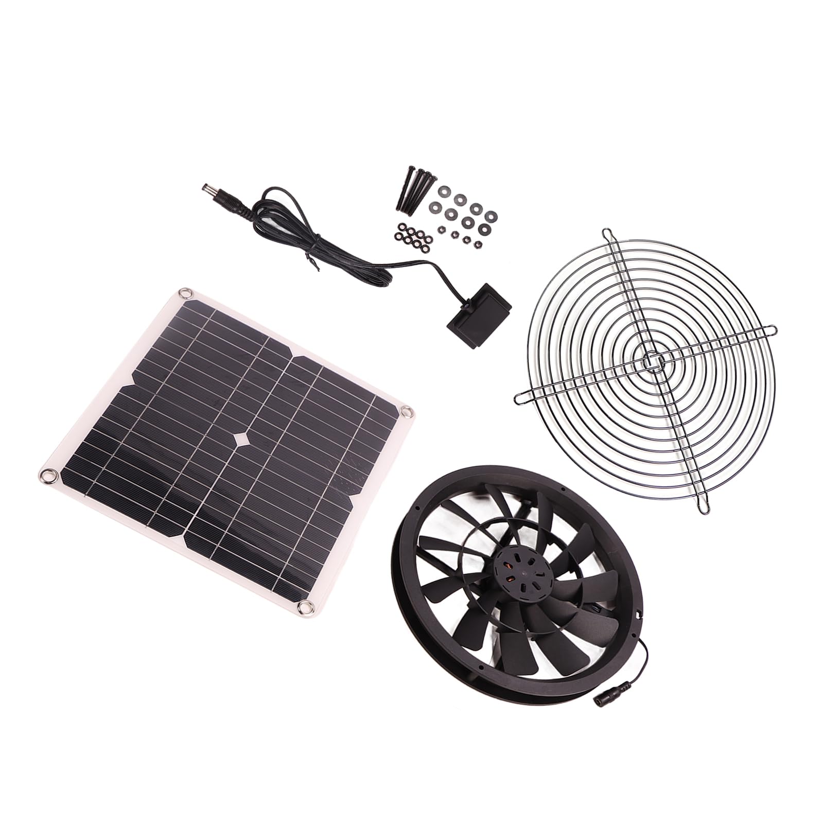 Kit de Ventilador de Escape Solar de 18 V y 12 W, Ventilador de refrigeración Redondo Solar Impermeable de Corriente Continua sin escobillas con protección IP65 para Taller, casa