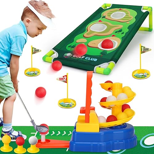 Clubes de golf para niños de 3 a 5 años, juego de palos de golf para niños de 5 a 7 años, juegos de golf para bebés, juguetes deportivos al aire