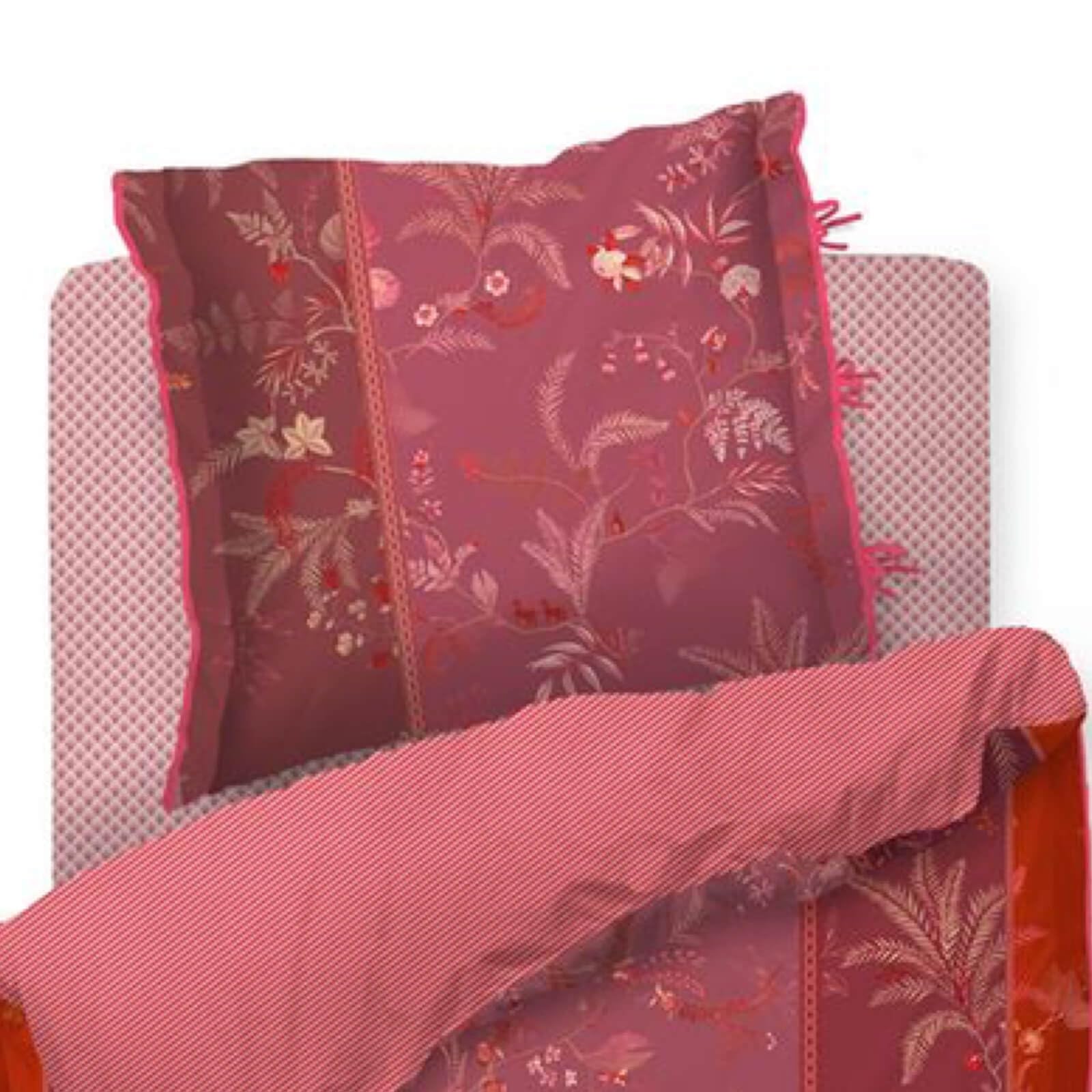 Pip Studio Bettwäsche Isola Pink Beige Perkal Pflanzen Farne Palmen Blumen Blüten Figuren Pferd, Größe:135 cm x 200 cm