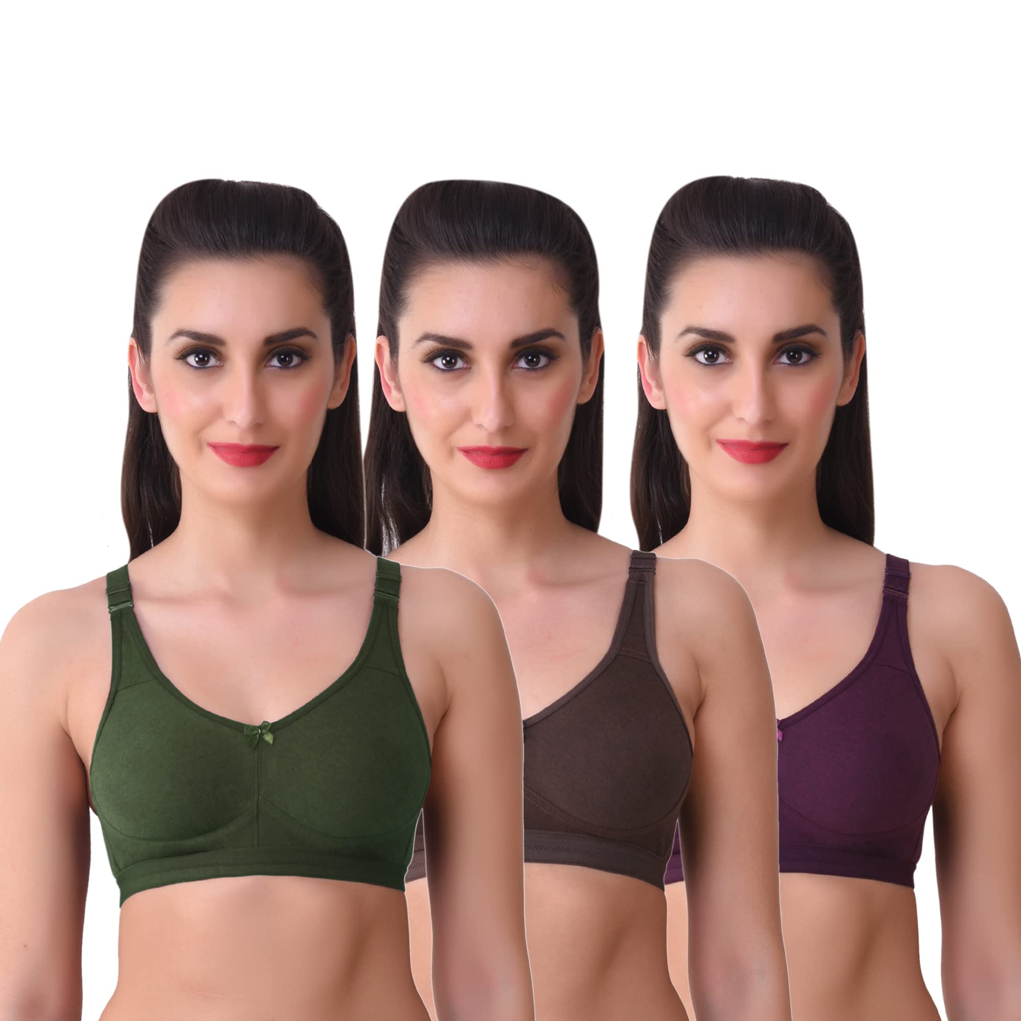 Maroon Women's Cotton Non Padded Wire Free Everyday Bra