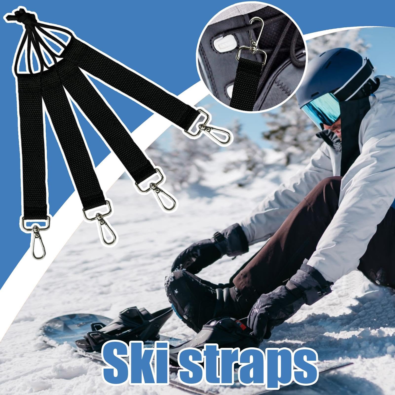 Compact Snowboard Gear - Snowboard Binding Straps, Winter Sports Safety Gear | Snowboard Security Cord, Heavy-Duty Snowboard Cord, Multipurpose Snowboard Cord Set, Binding Straps for Snowboarding