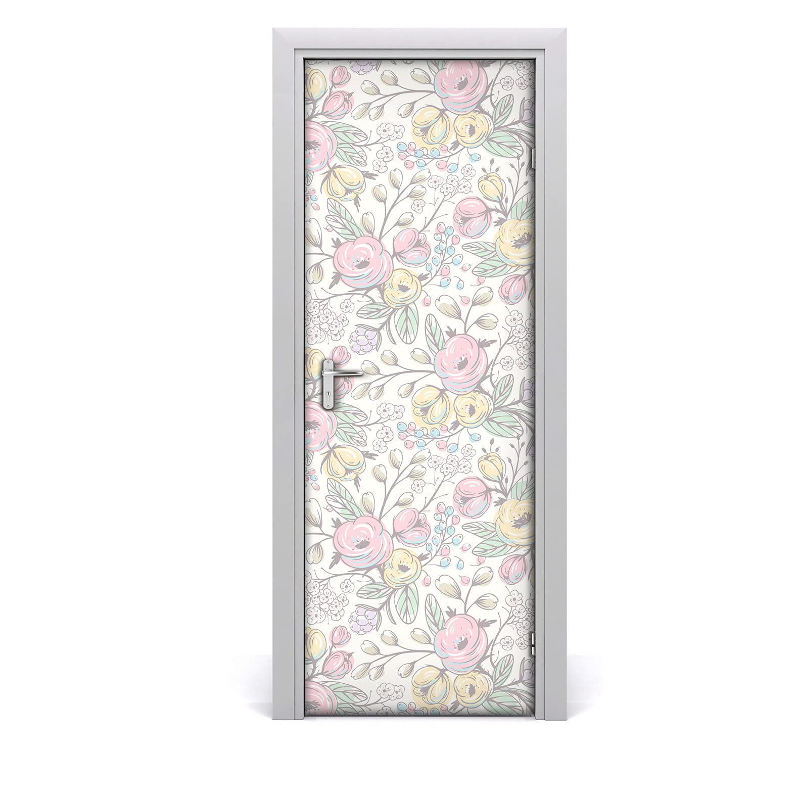 Autocollant De Porte Magic-Stick imperméable et lavable motif floral