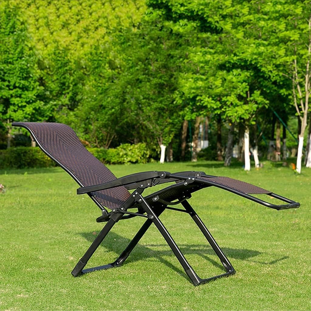 Lounge Chair Rattan Zero Gravity Chair Patio Folding Lounge Chair Recliners Adjustable Lawn Lounge Chair with Wide Armrest Support 350 LBS for Outdoor Yard Poolside (Size : 52x50x113cm)