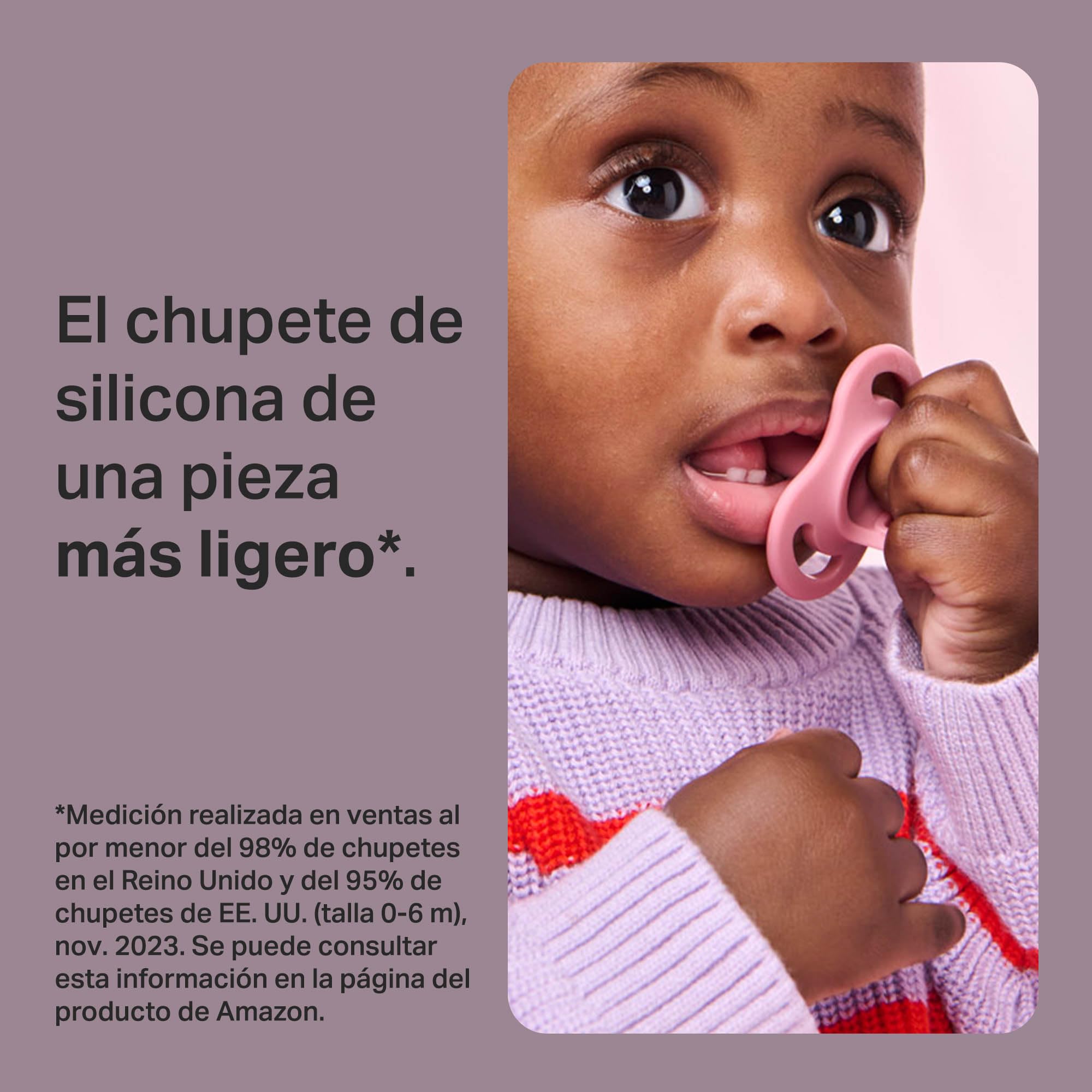 Tommee Tippee Chupete Ultra-light StayPut, 0-6m, paquete de 4, diseño de silicona de una sola pieza