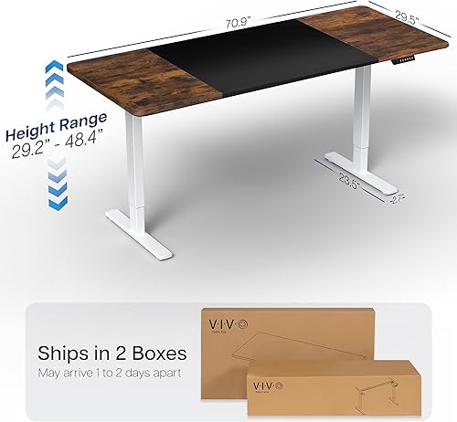Vista 866 de VIVO DESK-KIT-1W6G - Escritorio eléctrico de pie de 60 x 24 pulgadas, ajuste de altura de memoria, serie 1B, parte superior de nogal oscuro de una