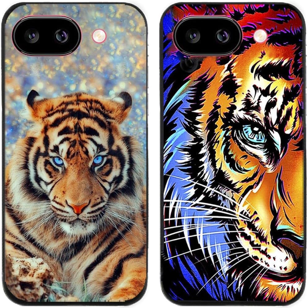 Case For Google Pixel 9a,Cool Tiger Printed Durable Degradable TPU Silicone Gel Thin Back Phone Case Cover,2 Pcs/lot