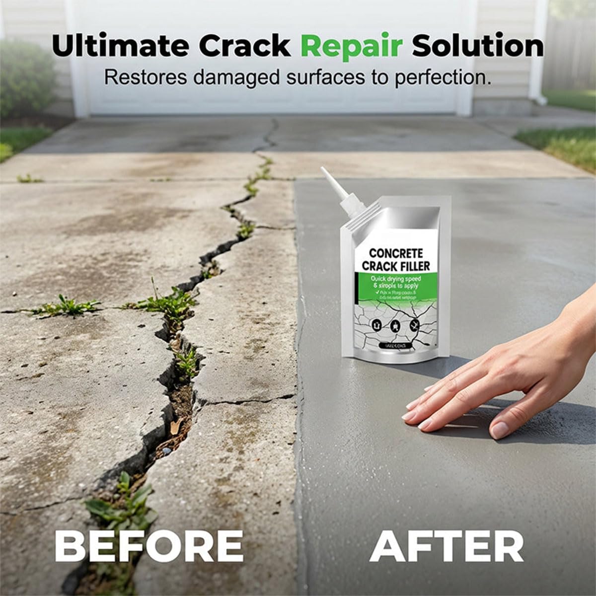 Waterproof Crack Joint and Sealant, Self Leveling Quick Drying Sealing Adhesive for Outdoor, Quick Drying Concrete Sealer Outdoor Waterproof (2PCS)