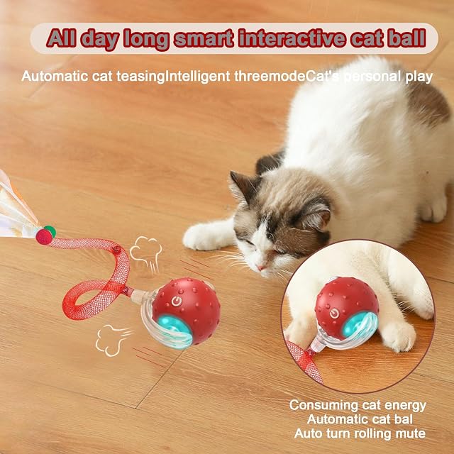 Foto 2 de 6 de KQLHLHDYZ Pelota de juguete interactiva para gatos, juguetes para gatos de interior