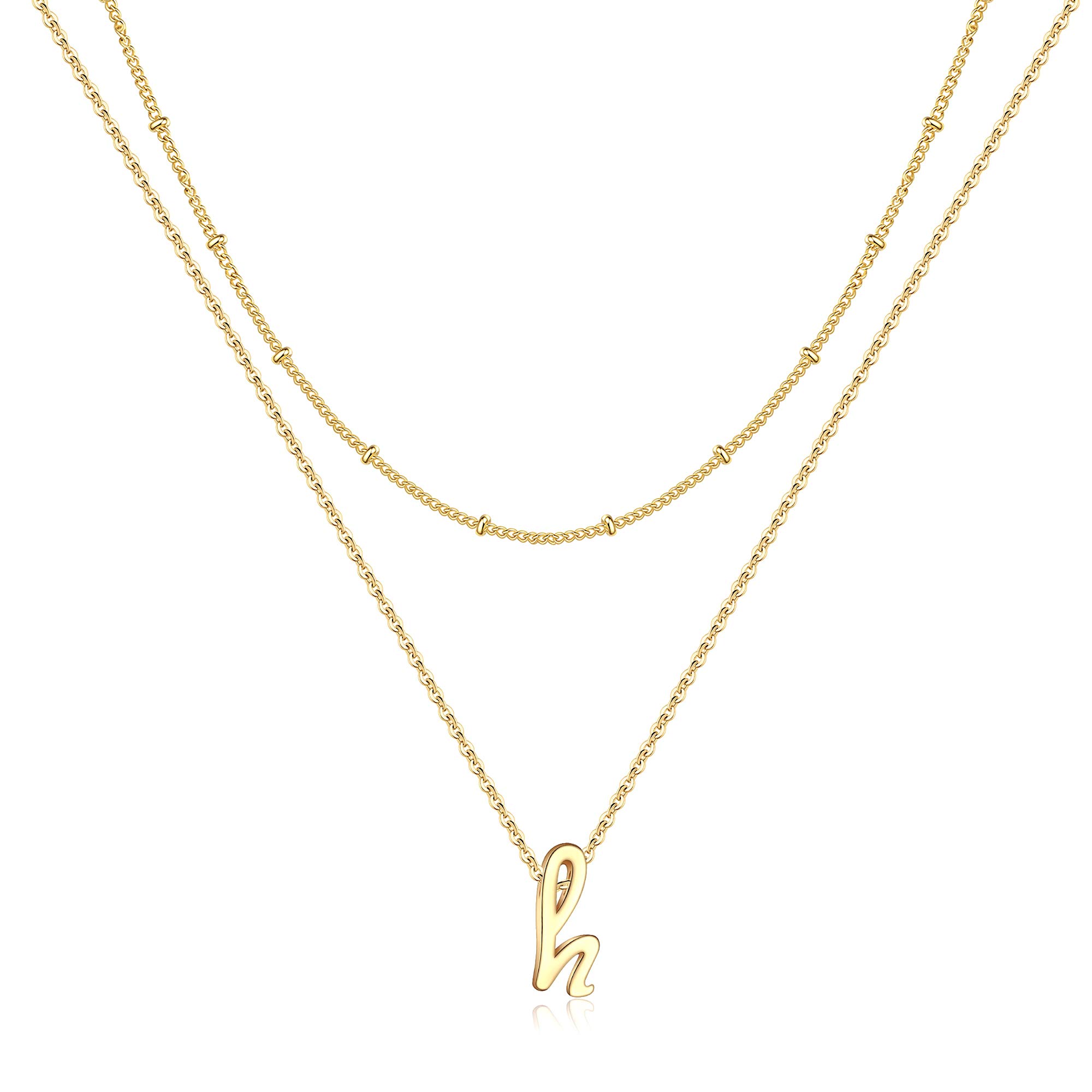 TINGN Layered Gold Kette mit Buchstaben, 14K Gold Vergoldete Winzige Monogramm Buchstaben A-Z Anhänger Kette Choker Kette Personalisierte Buchstaben Kette Mädchen Geschenke für Frauen Teenager Mädchen