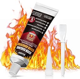 ALLONY Silicone Alta Temperatura, Sigillante Alte Temperature, Silicone Nero Alte Temperature, Adatto per la Sigillatura ad Alta Temperatura di Vari Tipi di Caminetti e Stufe, 100 ml, Nero