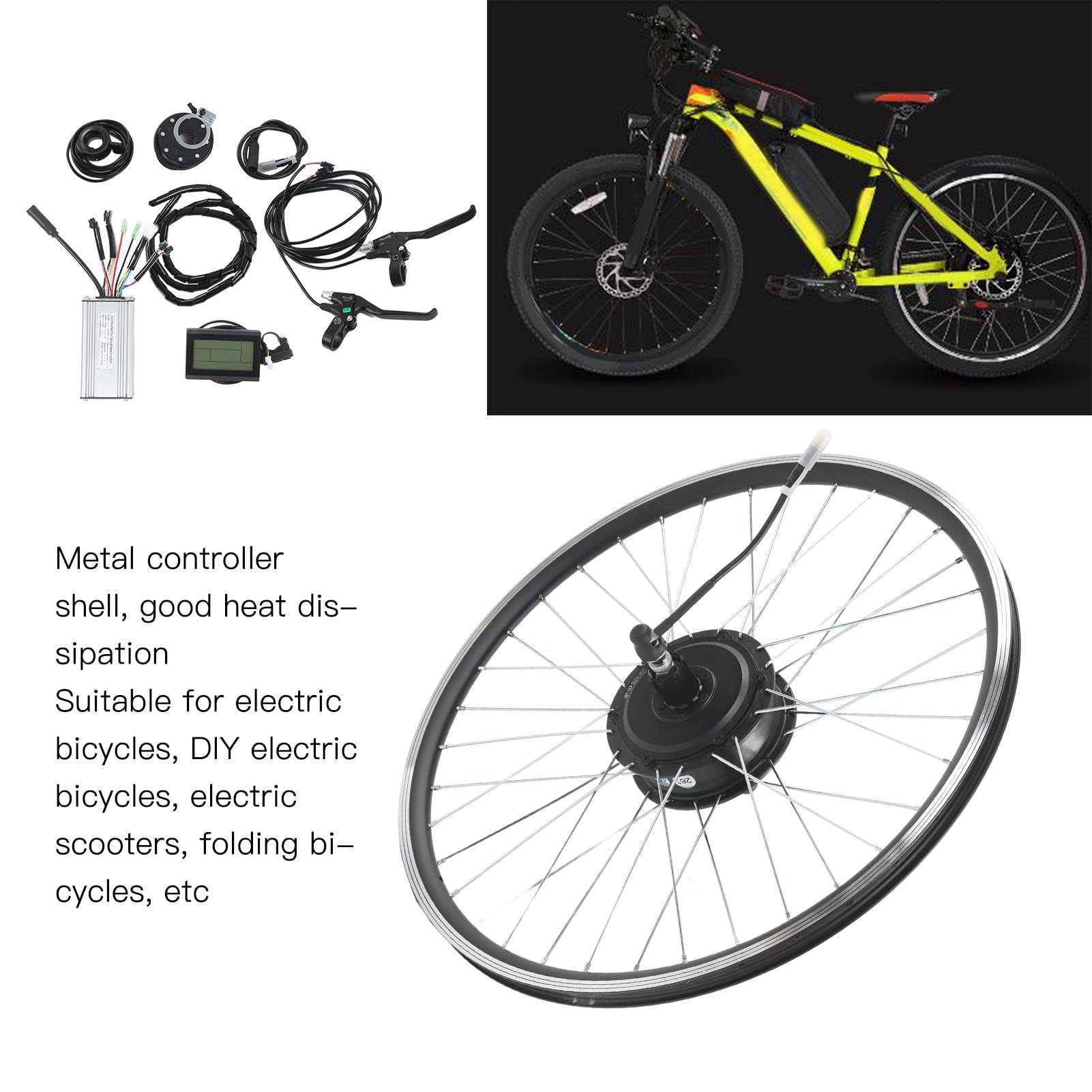 Kit de Conversion de vélo électrique 48V 500W, Kit de moteur de moyeu de Cassette de roue arrière avec contrôleur 11A et panneau LCD3 (20 pouces)