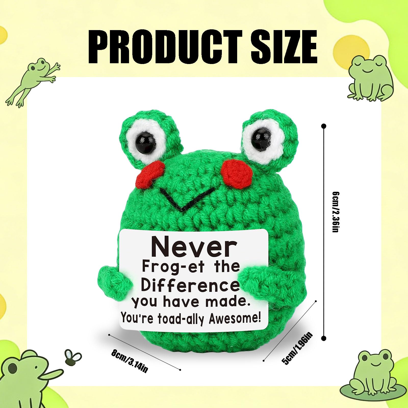 YTBAB Frog Gifts Emotional Support Gift Cute Handwoven Ornaments Perfect Decor For Women And Friends Positive Frog Knitting Doll For Christmas Ornament Gift - Image 2
