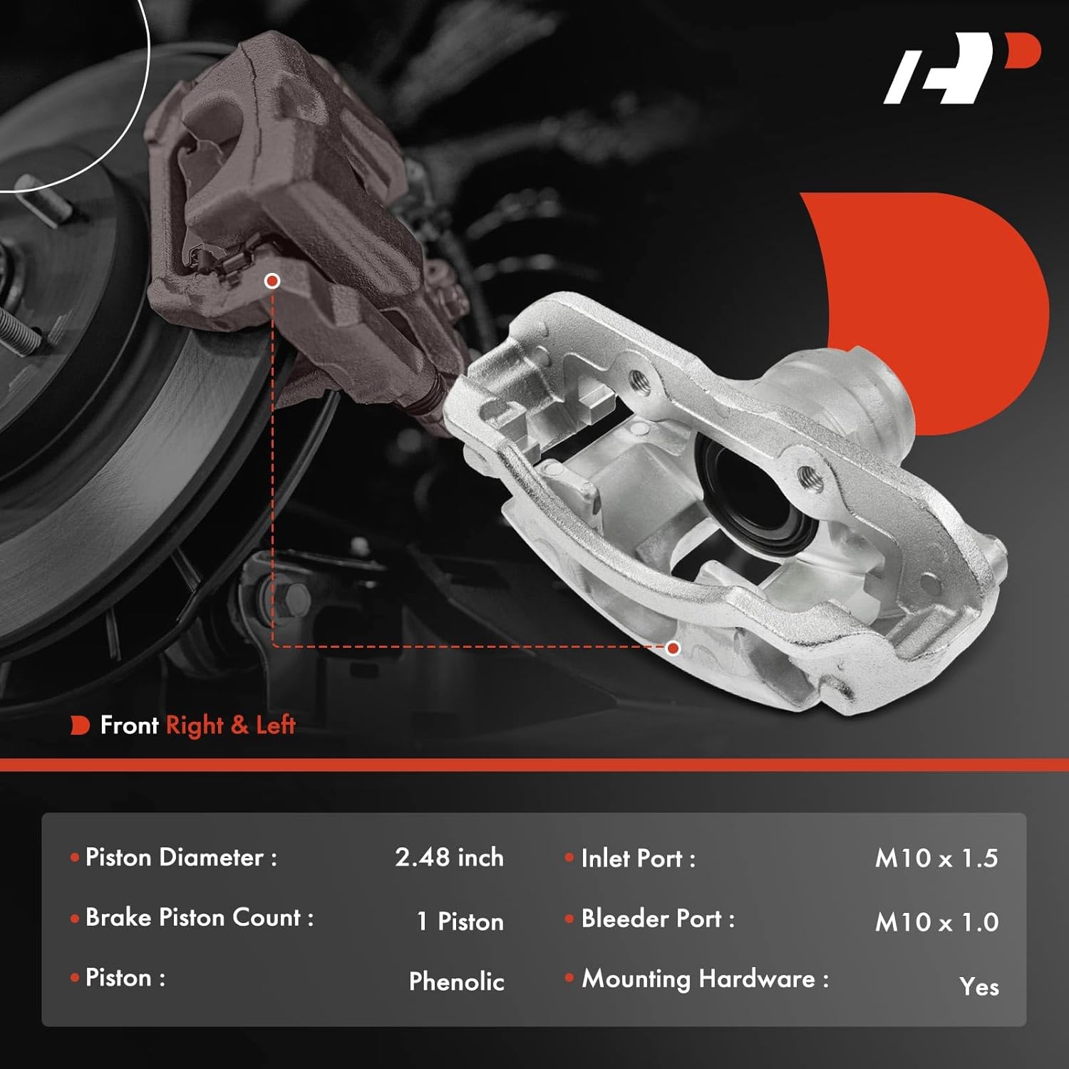 A-Premium Disc Brake Caliper Assembly with Bracket Compatible with Select Ford Models - Focus 2008 2009 2010 2011 - Front Driver and Passenger Side, 2-PC Set