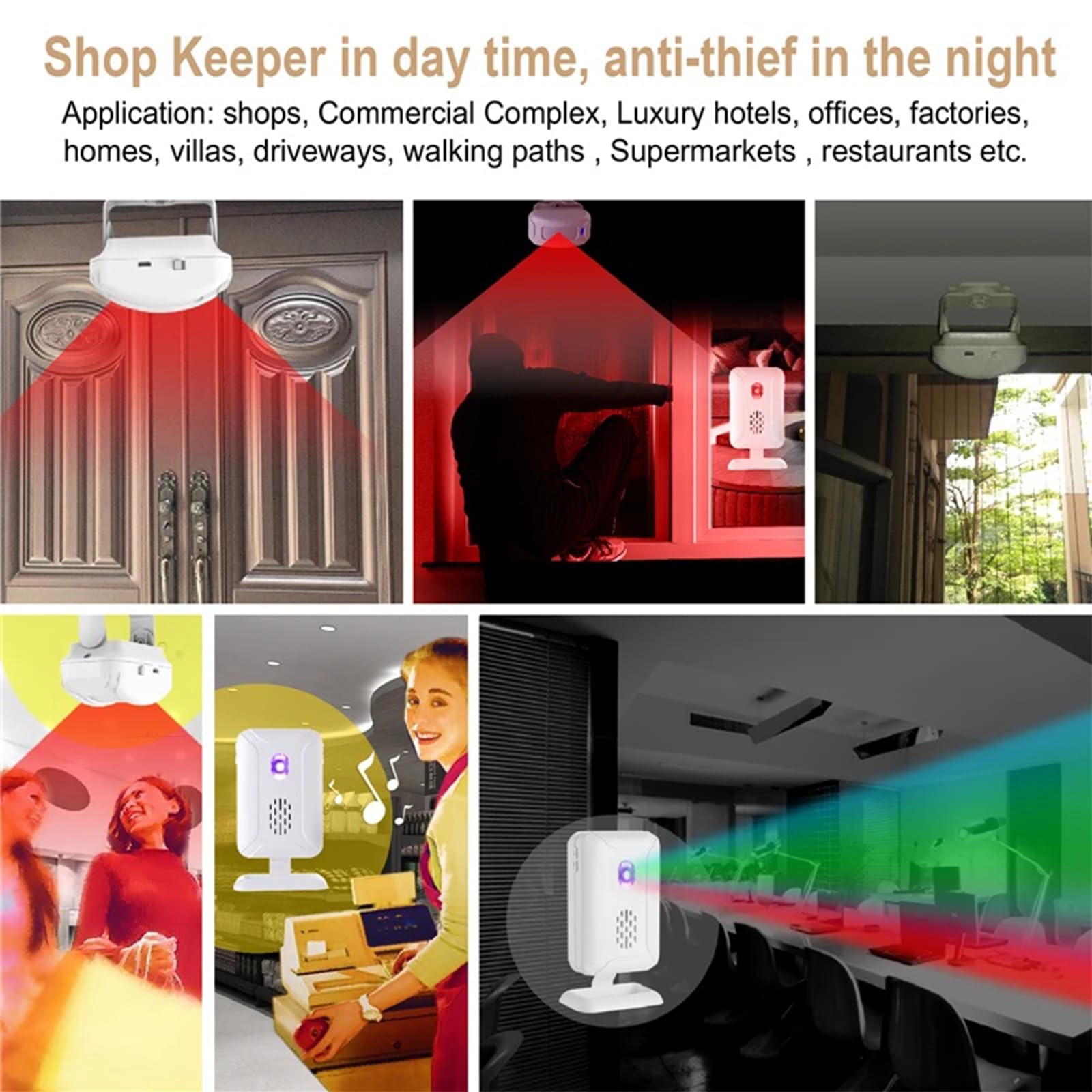 Wireless Motion Sensor Door Chime: Business Entry Doorbell Indoor Motion Detector Buzzer with Adjustable Volume - Image 2