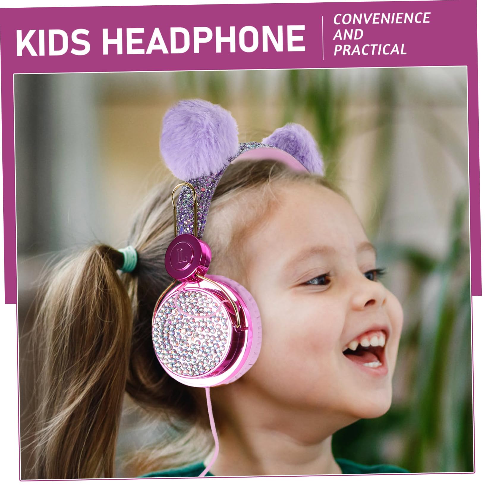 Uonlytech 3piezas Auriculares Infantiles De Peluche Control De Volumen Auriculares Estéreo Adorables para Música para Escuela y Viaje Diseño De Orejas De Animales Color Aleatorio