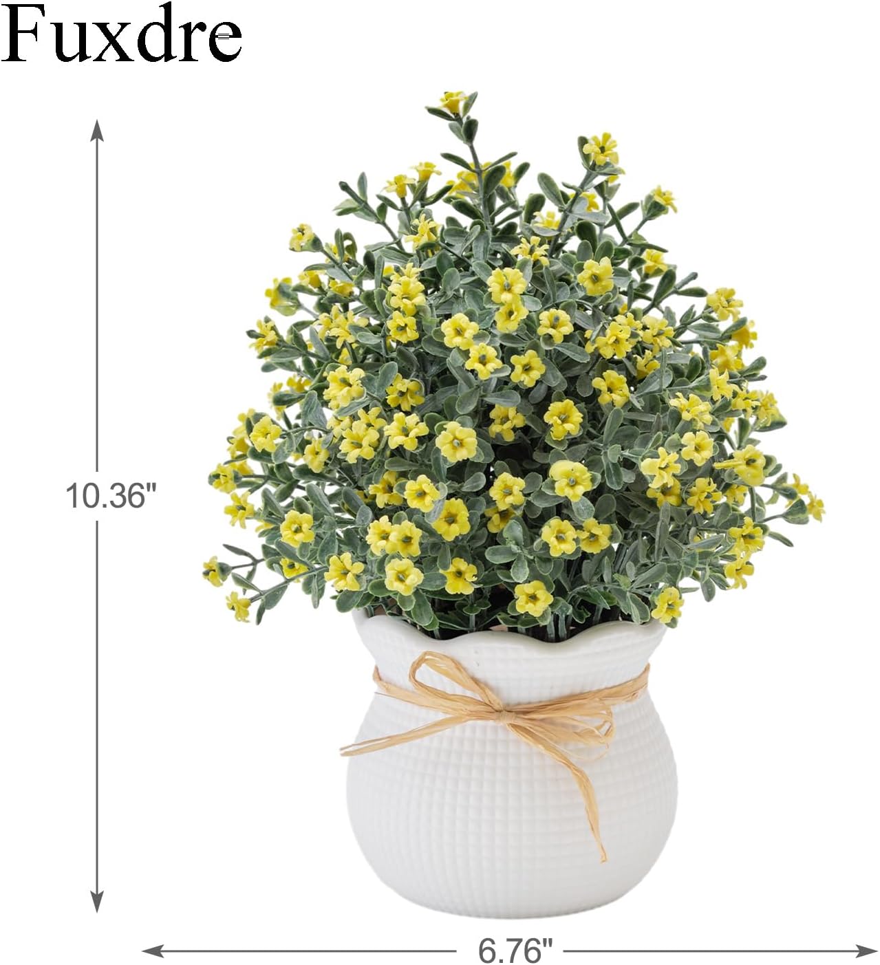 2 Pack Small Desk Plants, Artificial Bathroom Plants Decor with Flower in Vintage Plastic Pots, Faux Plants Indoor for Shelf Decor in Home Office, and Spring Decor (Yellow)
