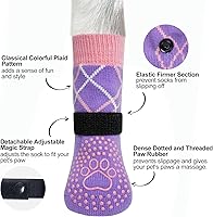 Vista 87 de BEAUTYZOO 6 calcetines para perros para evitar lamer las patas, zapatos antideslizantes para suelos de madera dura en pavimentos calientes, botas