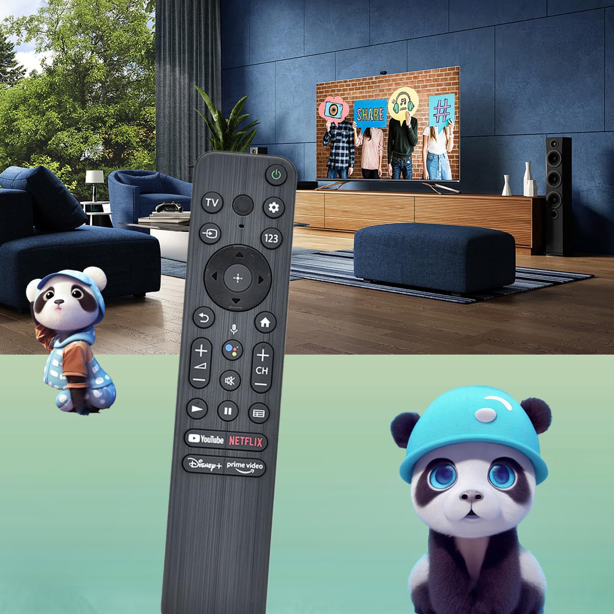 GHUST RMF-TX800U Telecomando vocale di ricambio per Sony Smart 4K 8K TV XR-42A90K XR-48A90K XR-55A95K XR-55X90K XR-65A80K XR-65A95K XR-65X90K XR-65X95K XR-75X9OK XR-75K X95K XX R-85X90K XR-85X95K