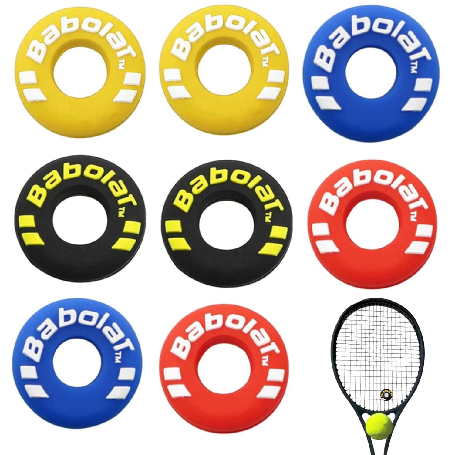 8 Piezas Amortiguador de Vibración para Raqueta de Tenis Absorbedor de Impacto en Forma de Neumático de Goma Suave | Reduce Vibraciones, Accesorio Divertido y Duradero para Tenistas
