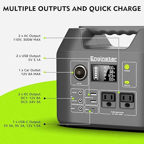 Miniatura 3 de EnginStar Paquete de generador solar con bolsa de transporte de 296 Wh, paquete de estación de energía portátil con caja de almacenamiento a prueba