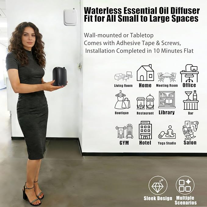 Difusor de Aromas Eléctrico Sin Agua LumeCove para Espacios Grandes, Negro miniatura 4