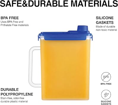 LocknLock Aqua Fridge Door Water Jug | Clear Pitcher | BPA Free Plastic Pitcher with Lid | 1 Gallon Pitcher with Lid for Water, Juice, Tea & More Beverages, Blue