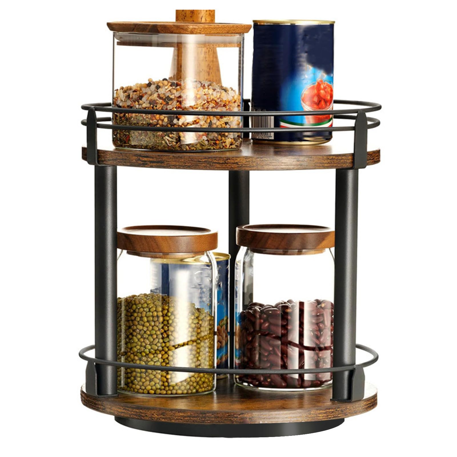 Plateau tournant en bois Lazy Susan pour dessus de table pour garde-manger, salle de bain, vanité, décoration d'intérieur