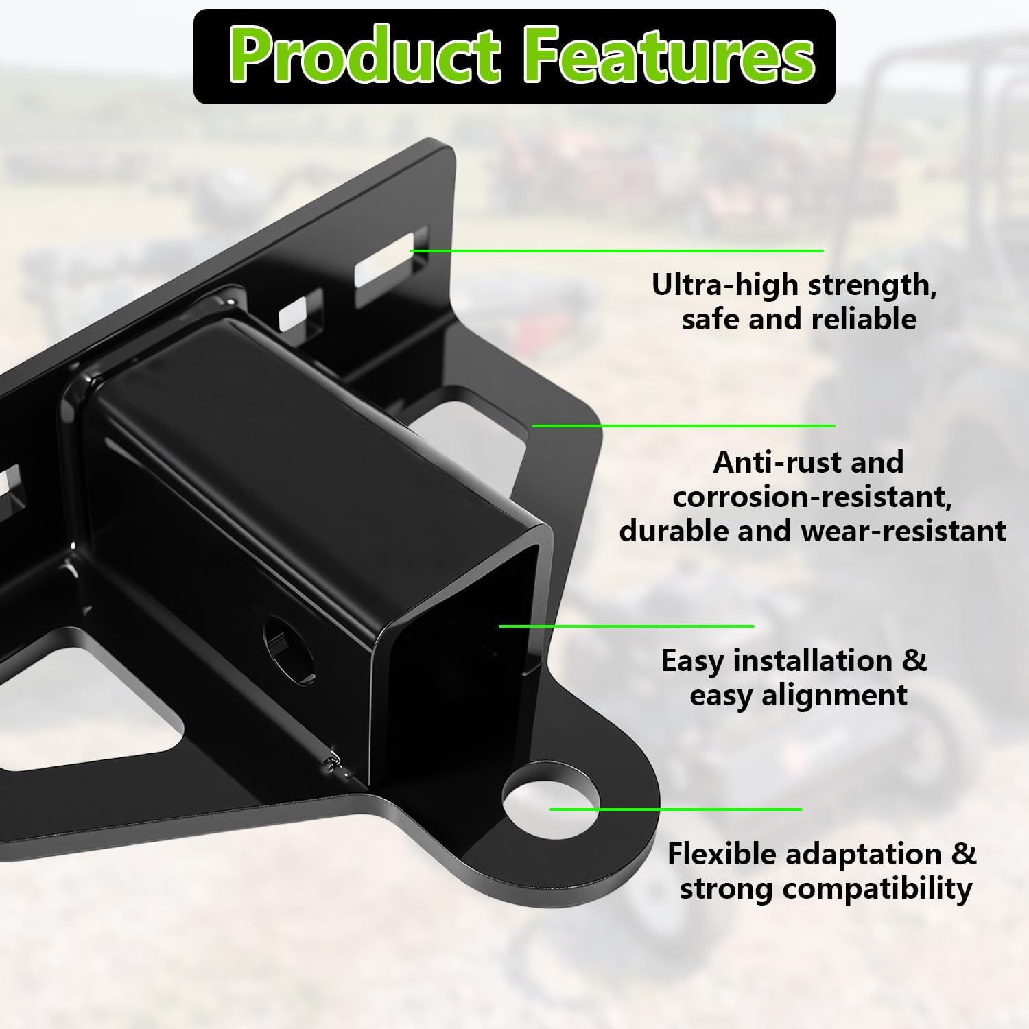 1-1/4 with 1.25 "Receiver Bolt Connection, 6mm Thick Heavy-Duty Steel Trailer Receiver Hook, is an Ideal Choice for Lawn Mower Tractors and Golf carts, Such as Chain Groove and Tow Ball Installation