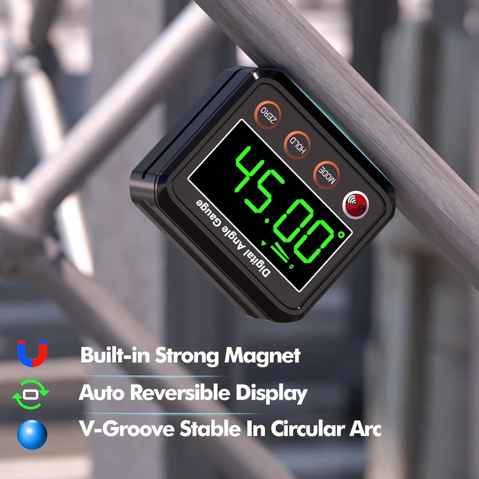 XHTLLO Magnetic Suction Angle Gauge LED Screen Digital Display Degree Finder, High Accuracy ±0.1° Electronic Protractor Inclinometer, for Woodworking, Construction, and Car Repair