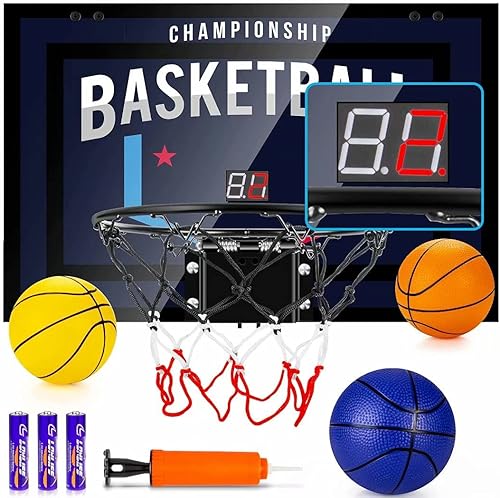 TREYWELL Aro de baloncesto interior para adolescentes y adultos, mini aro de baloncesto con marcador electrónico, 3 bolas y baterías, juguetes de disponible en Yaxa Peru