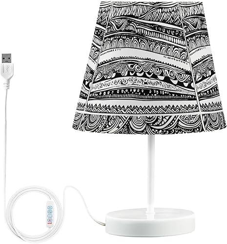 Bedside Table Lamp for Bedroom LED 3 Colors Lamp USB Interface Cable Night Table Lamp Baby Night Light for Living Room and Desk M White Black Lines disponible en Yaxa Guatemala