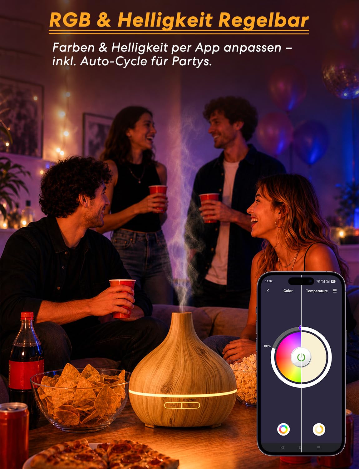 Meross Smart Aroma Diffuser mit APP Steuerung, Luftbefeuchter WLAN kompatibel mit Apple Home, Alexa und Google Home, Fernsteuerung & Sprachsteuerung, Zeitschaltuhr, 400ml