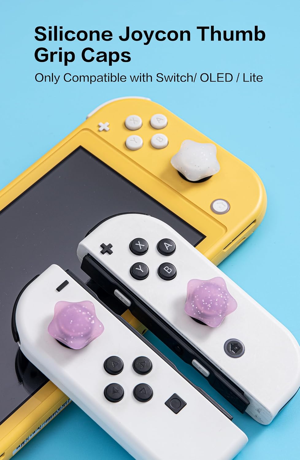 Nintendo Switch Star Thumb Grip Caps, Silicone Joystick Covers, 4 Pack | Soft silicone star thumb grips fit Switch, OLED and Lite joysticks; 4 pack, not for Nintendo Pro Controller or Switch 2