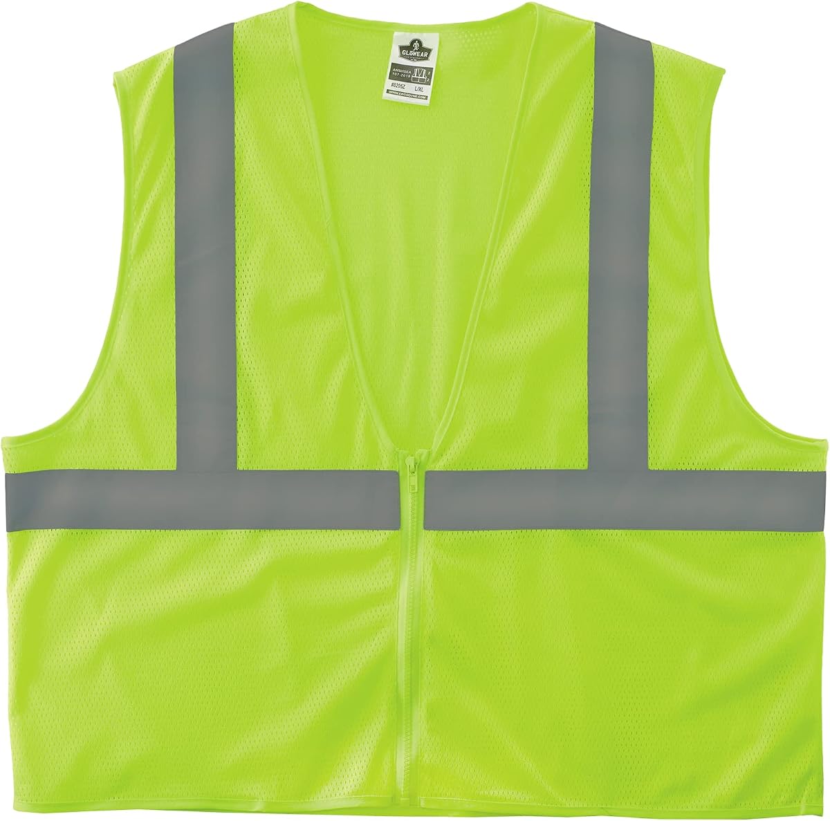Ergodyne GloWear Hi-Vis Safety Vest - Type R, Class 2, Orange, Mesh, Zipper, Regular Fit, Adult, Unisex, Safety Vest