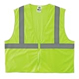 Ergodyne GloWear Hi-Vis Safety Vest - Type R, Class 2, Orange, Mesh, Zipper, Regular Fit, Adult, Unisex, Safety Vest